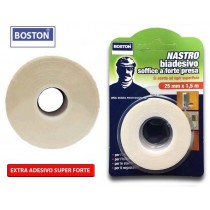 Nastro biadesivo Soffice a Forte Presa 25 mm x 1,5 m BOSTON - Nastro biadesivo in schiuma extra adesivo e super forte. Schiuma 