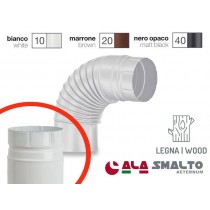 Curva 90° gomito porcellanato pieghettato AETERNUM Ø 120mm BIANCO per stufe a legna ALA spa - Canali da fumo per stufe a legna 