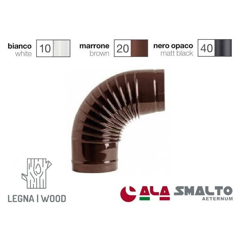 Buy Curva 90° gomito porcellanato pieghettato AETERNUM Ø 120mm MARRONE per stufe a legna 