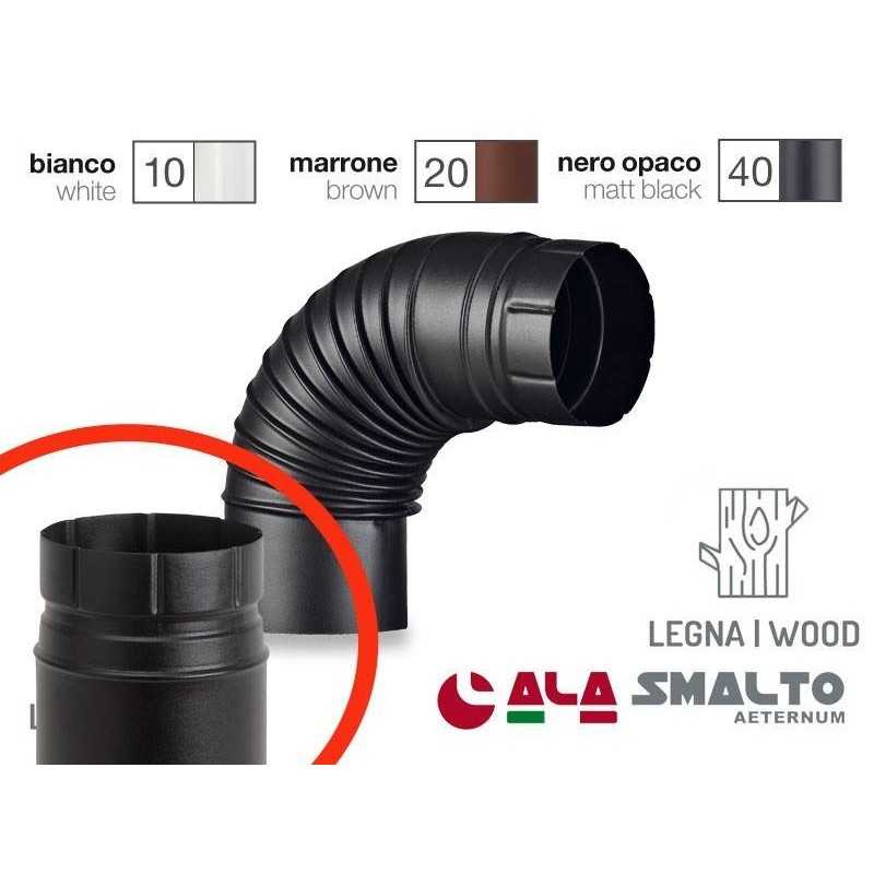 Buy Curva 90° gomito porcellanato pieghettato AETERNUM Ø 100mm NERO per stufe a legna 