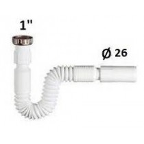 Buy Canotto estensibile tubo scarico flessibile per sifone lavello lavabo bidet Ø 26mm con dado ghiera ottone 1" 