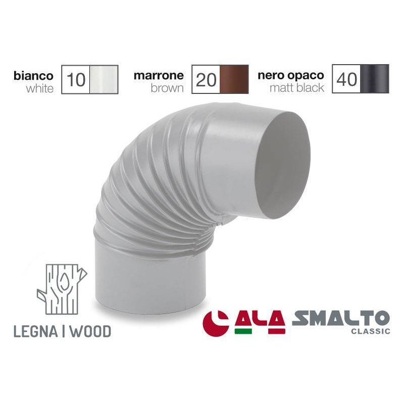 Buy Gomito curva smaltata CLASSIC Bianco 90° Ø 90mm per stufe a legna 