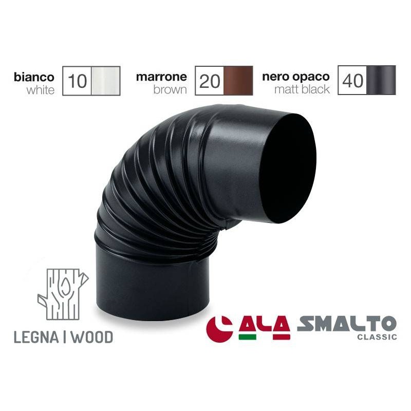 Buy Gomito curva smaltata CLASSIC Nero opaco 90° Ø 80mm per stufe a legna 