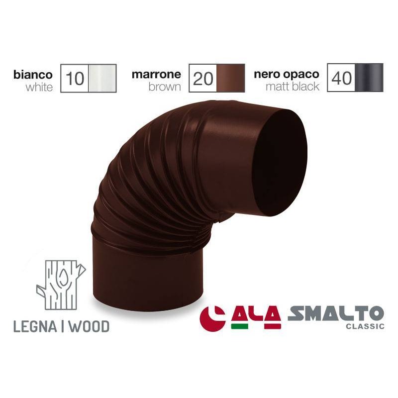Buy Gomito curva smaltata CLASSIC Marrone 90° Ø 90mm per stufe a legna 