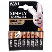 8 Batterie ministilo AAA Duracell SIMPLY DU33 DURACELL - Economico, per uso generale, pila alcalina AAA con una produzione ad a