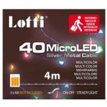 Buy Luci natale minilucciole a batteria da 40 microled MULTICOLOR luce fissa cavetto argento 4mt 