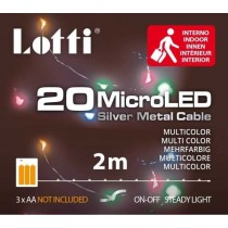 Buy Luci natale minilucciole a batteria da 20 microled MULTICOLOR luce fissa cavetto argento 2mt 