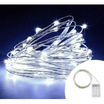 Luci natale minilucciole a batteria da 60 led BIANCO FREDDO lunghezza cavo 5,75 metri 8 modalità Luce GIOCOPLAST  - Premendo il 