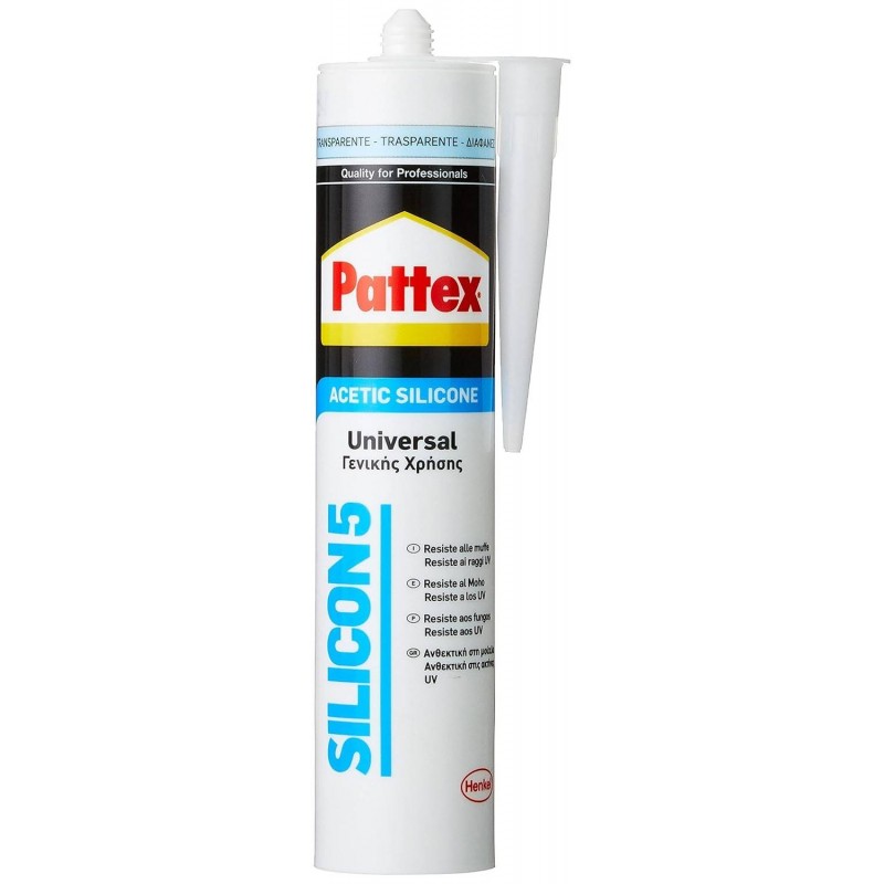 Buy Silicone sigillante acetico antimuffa per bagni e infissi resistente alla muffa 280ml PATTEX Silicon 5 - Bianco 