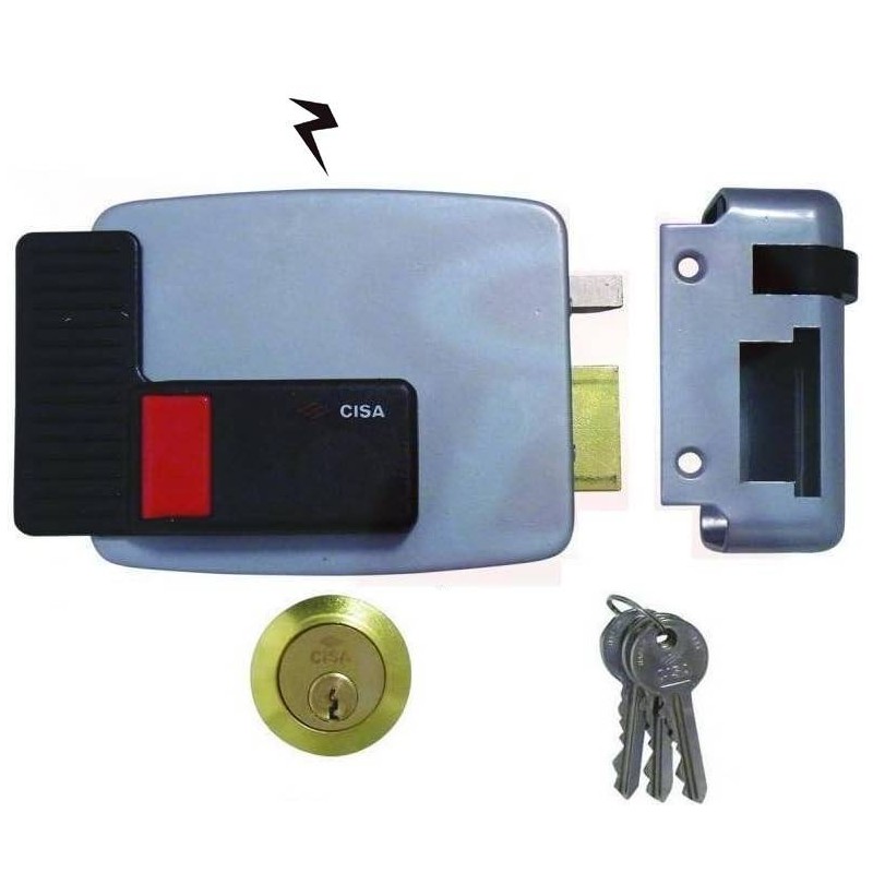 Buy Cisa 11670-50-2 serratura elettrica da applicare con pulsante e cilindro interno, catenaccio a mandate manuali 