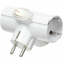 Adattatore triplo con spina e 3 prese standard tedesco 16A 2P+T con interruttore Fme-82260 FANTON -Adattatore triplo spina f
