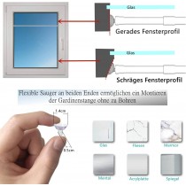 Bacchette astine estensibili a pressione con molle e ventose per tende a vetro senza forare Ø 8mm 50 cm JUMBO - BACCHETTE A PRE