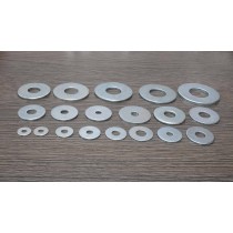 Rondella piatta in ferro zincato larga Ø 20x60mm per fissaggio viti e bulloni   - Rondella piatta in ferro zincato larga. UNI 65