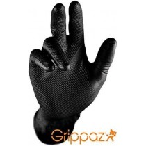 Guanti monouso usa-getta in nitrile nero Grippaz 50 pezzi, Taglia L/9 ISSA - ✅ Superficie a squama di pesce per una presa sicur