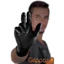 Guanti monouso usa-getta in nitrile nero Grippaz 50 pezzi, Taglia L/9 ISSA - ✅ Superficie a squama di pesce per una presa sicur