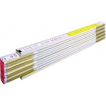 Doppiometro in legno con molle in acciaio cromato bicolore giallo-bianco 200 cm   - ✅ Doppiometro gigante in legno di carpino du