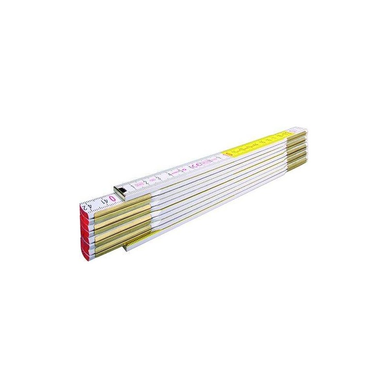 Buy Doppiometro in legno con molle in acciaio cromato bicolore giallo-bianco 200 cm 