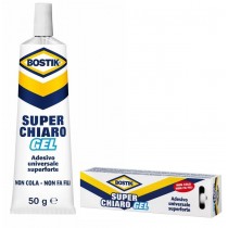 Colla adesivo universale superforte Bostik Superchiaro Gel 50g per gomma, cuoio, feltro, laminati, moquettes e sughero BOSTIK -