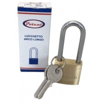 Lucchetto in ottone ad arco lungo 40 mm POTENT - ✅ Lucchetto in ottone massiccio con corpo a spigoli arrotondati✅ Arco in accia