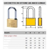 Lucchetto in ottone ad arco lungo 40 mm POTENT - ✅ Lucchetto in ottone massiccio con corpo a spigoli arrotondati✅ Arco in accia