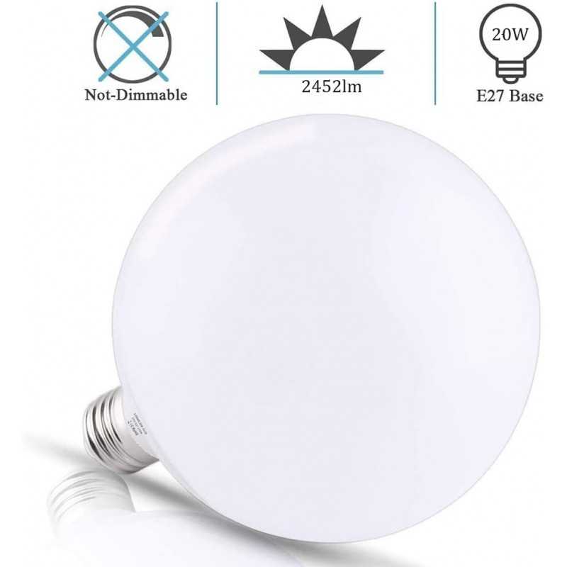 Buy Lampada Led a forma di Globo Ø 120 mm, attacco grande E27, 20W - equivalente a 150W, 6500K luce Fredda 