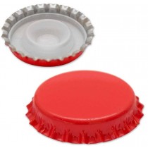 Tappi corona Ø 29mm con sottotappo di tenuta in plastica per imbottigliamento - ROSSO - buste da 200 pezzi   - Tappo corona Ø 29