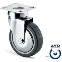 Ruota in gomma per mobili con piastra girevole 40x40 mm serie Treki-220C Ø 50 mm AVO - ✅ Ruota Ø 50 mm in gomma sintetica grigi