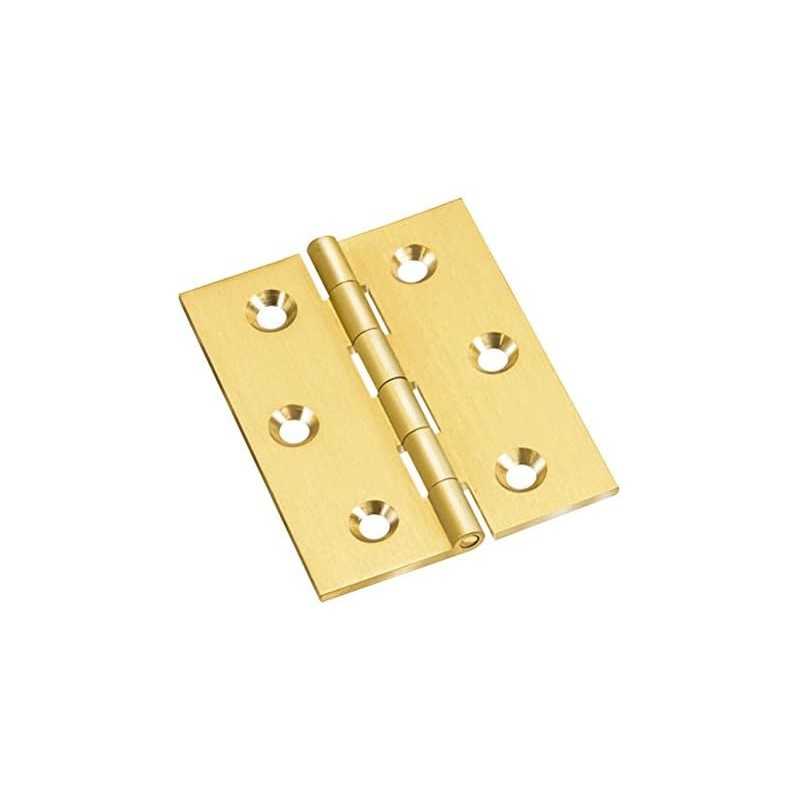 Buy Cerniera in ottone satinato con perno fisso 25x25 mm 