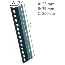 Montante angolare in acciaio verniciato per scaffalature Cosmet 35x35 mm, altezza 200 cm Grigio martellato - 