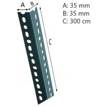 Montante angolare in acciaio verniciato per scaffalature Cosmet 35x35 mm, altezza 300 cm Grigio martellato - 