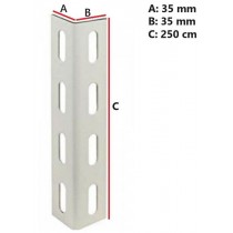Montante angolare in acciaio verniciato per scaffali 35x35 mm, altezza 250 cm - 