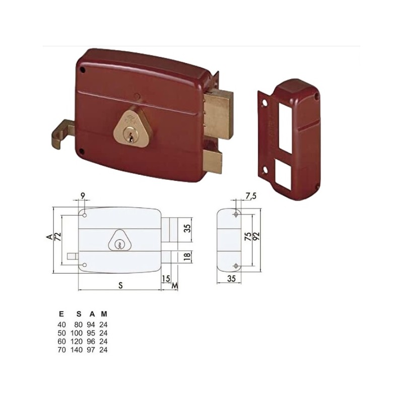 Buy CISA 50121-50-1 serratura da applicare per porte in legno, Entrata 50 mm, Destra 