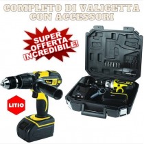 Trapano Vigor a batteria Samsung VST-1800 a percussione 18 Volt 1,3 Ah con valigetta VIGOR - Trapano avvitatore a batteria al L
