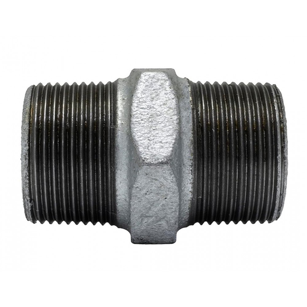 Nipplo in ghisa zincata maschio-maschio 3/4" per acqua, gas e idrocarburi   - Usato principalmente negli impianti per la distrib