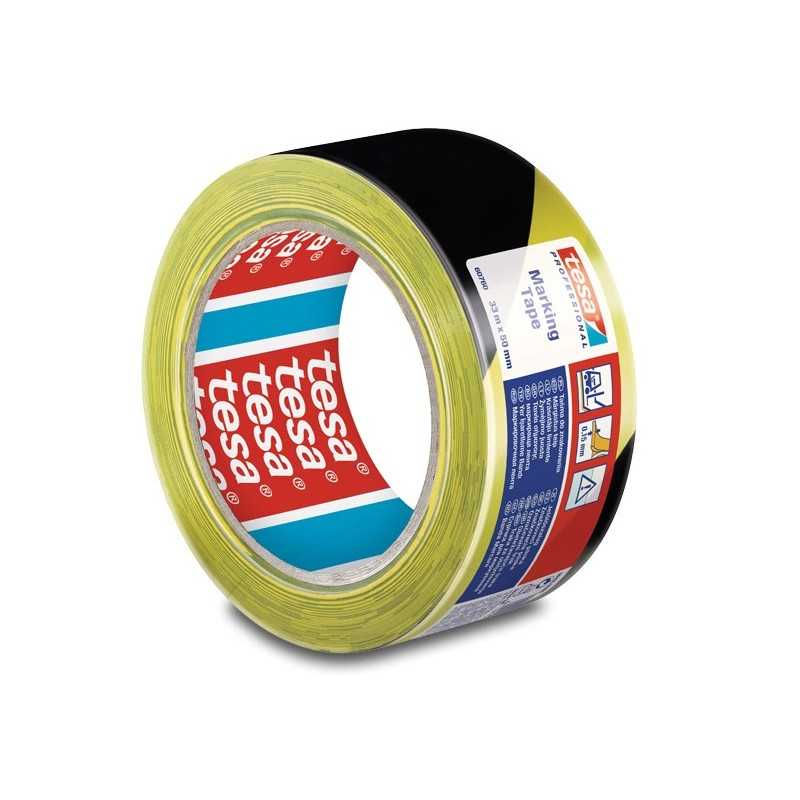 Buy Nastro segnaletico adesivo giallo-nero Tesa altezza 50mm, rotolo da 33mt per segnalazione corsie o zone pericolose 