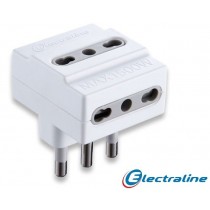 Adattatore triplo con spina italiana 16A e 3 biprese italiane 10A-16A ELECTRALINE S.P.A.  - Spina 2P+T 16A 3 Prese 2P+T 16A bipa