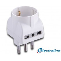 Adattatore triplo con spina italiana 16A e 2 biprese italiane 10A-16A + 1 presa italo/tedesca 2P+T 16A ELECTRALINE S.P.A. - Ada