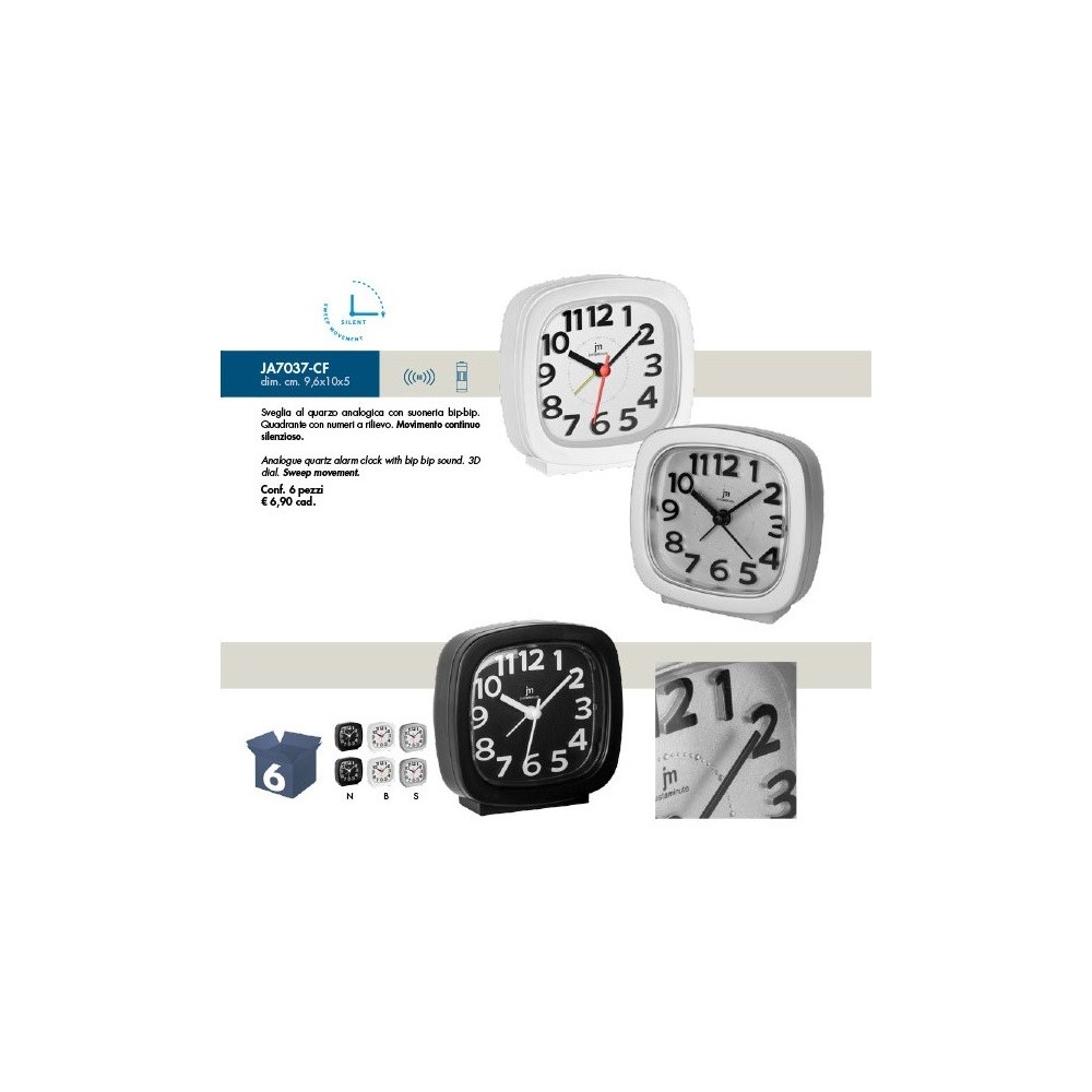 Sveglia quarzo analogica Lowell JA7037 movimento silenzioso e suoneria bip-bip, colore Argento BRICOITALIANO - Sveglia Quarzo L