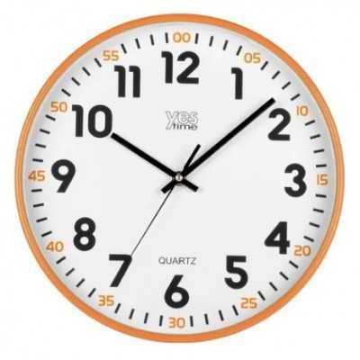 Orologio da parete Lowell 00720 movimento continuo e silenzioso, diametro 30 cm, colore Arancione BRICOITALIANO  - Orologio da p