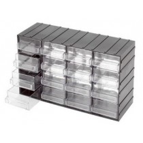 Cassettiera in plastica assemblabile con 16 cassetti estraibili trasparenti portaminuteria BRICOITALIANO - Cassettiera in plast