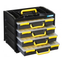 Cassettiera con 4 valigette portaminuteria in plastica on 13 vaschette di varie dimensioni ed estraibili FERVI - Cassettiera co