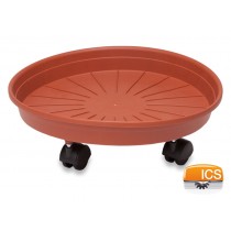 Sottovaso Margherita con ruote color terracotta Ø 25cm ICS - 