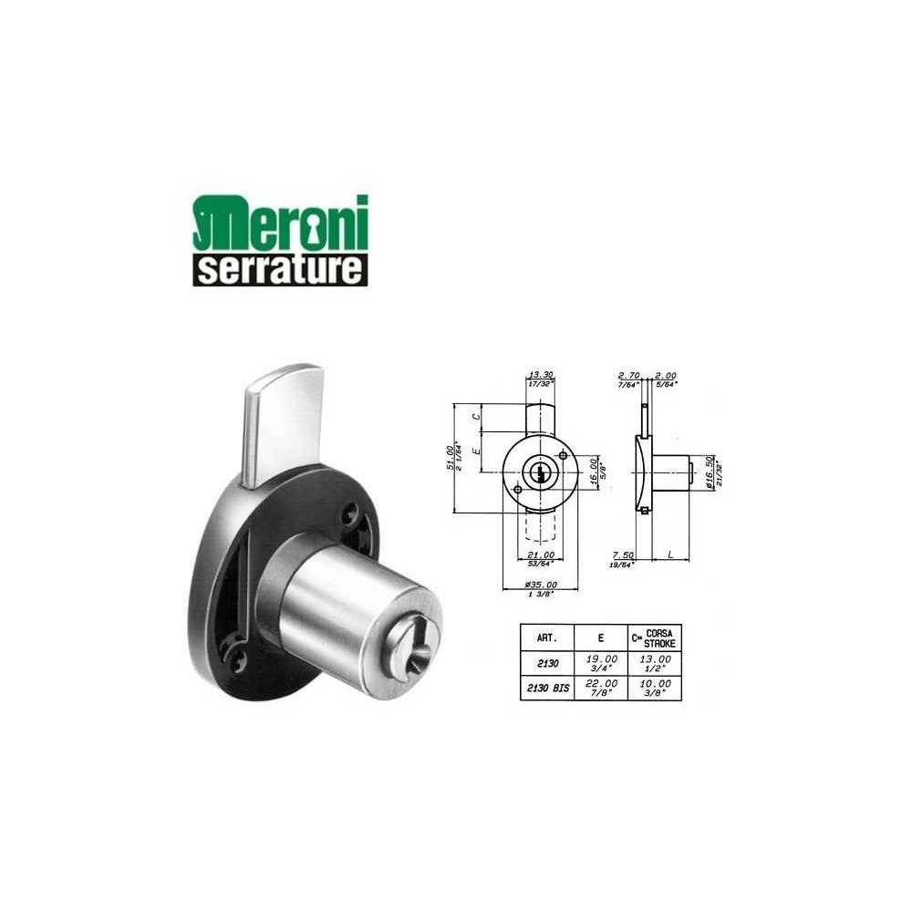 Meroni 2130 serratura da applicare mobile cilindro Ø 20 mm ORO MERONI - 