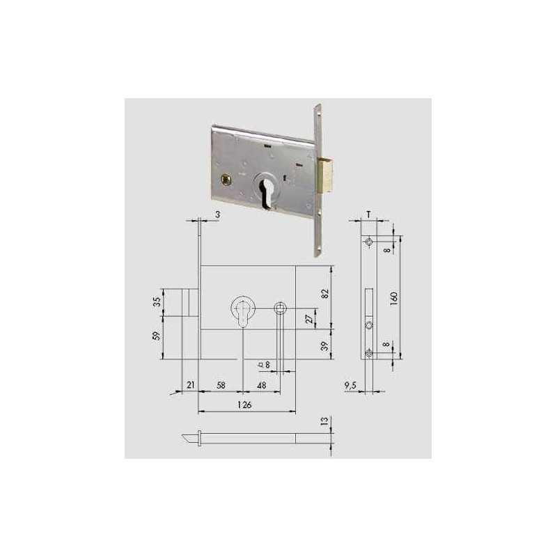 Buy CISA 44145-60 DX SERRATURA AD INFILARE Q.8 SENZA CILINDRO 