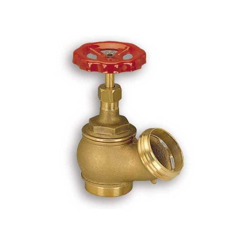 Rubinetto idrante antincendio UNI45 per presa muro M/M 1”½ - RUBINETTO IDRANTE A MURO PN16  Ottone UNI EN 1982  Uscita maschio
