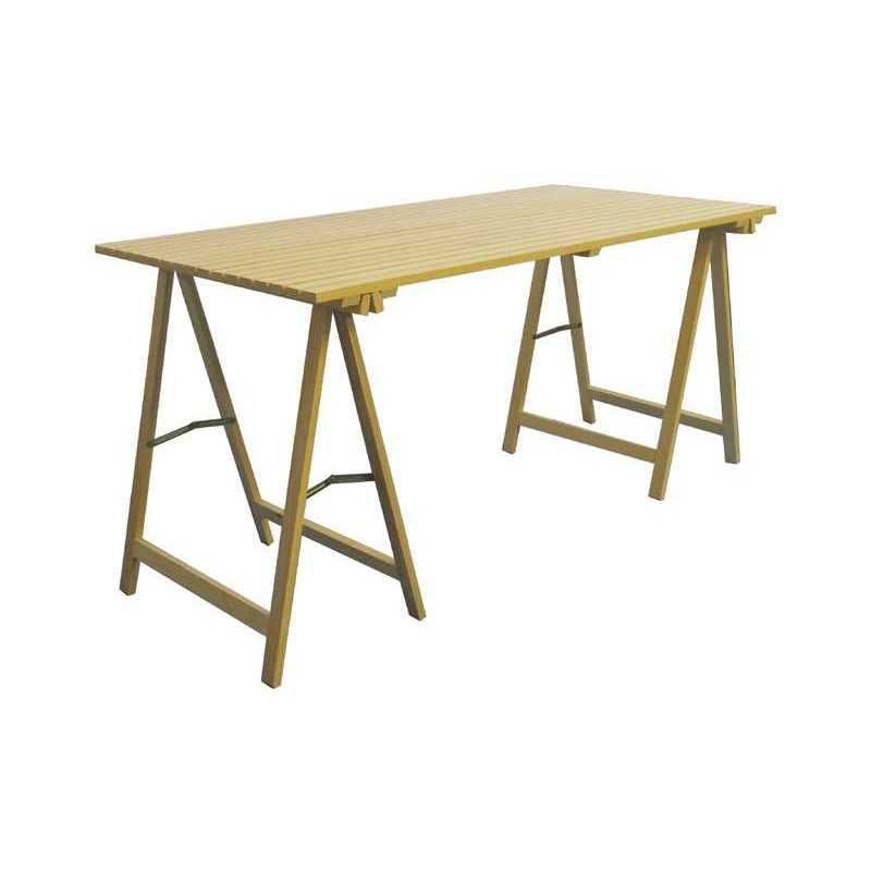 KIT TAVOLO + 2 CAVALLETTI LEGNO 150x75x75cm - 