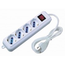Multipresa a 4 prese bipasso italo/tedesche schuko 10A-16A + interruttore, cavo 1,5 metri, spina 16A - Bianca FRIGGERI - ✅ Ciab
