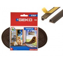 Parafreddo gomma guarnizione adesiva con profilo Tipo "P" per porte e finestre per la protezione dal freddo 5x9 6mt MARRONE GEKO