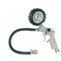 PISTOLA GONFIAGGIO ANI CON MANOMETRO 25D ANI - Corpo in alluminio nichelato.  Rivestimento in gomma antiolio.  Manometro Ø60 do