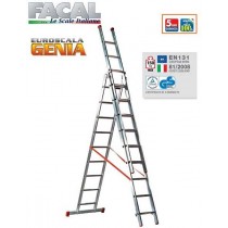 Scala alluminio Facal Genia G300-3 a tre rampe gradini 9 + 9 + 9 con apertura a cavalletto FACAL - 